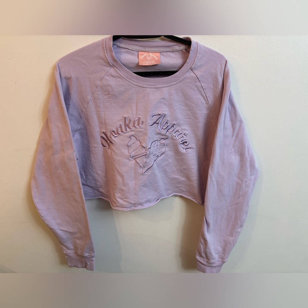 Hoaka Apparel Lilac Cropped Sweatshirt size xlarge